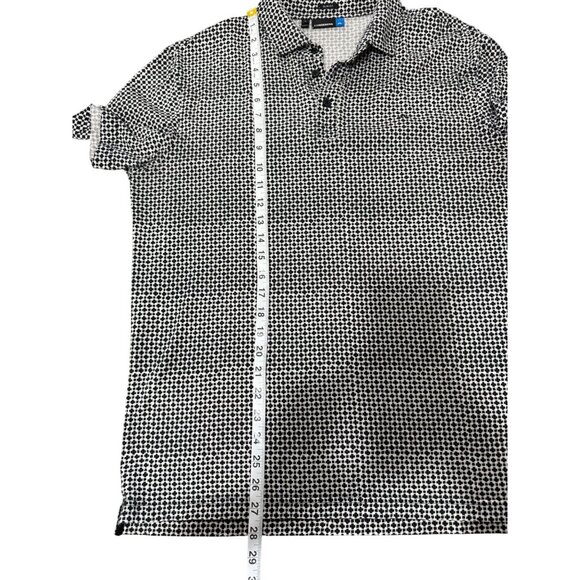 J. Lindeberg Slim Fit Polo Shirt Black White Geometric Print Golf Size XL - Picture 5 of 5
